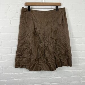 Margaret O'leary Women's Streetwear Casual Skirt Stretch Solid Brown Size L